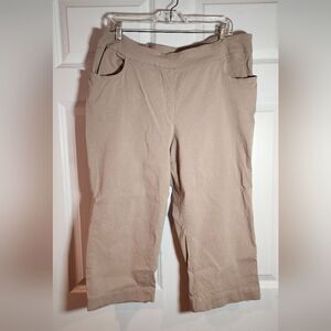 Slim-Sation Tan Stretch Cropped Pants Tummy Control Size 18